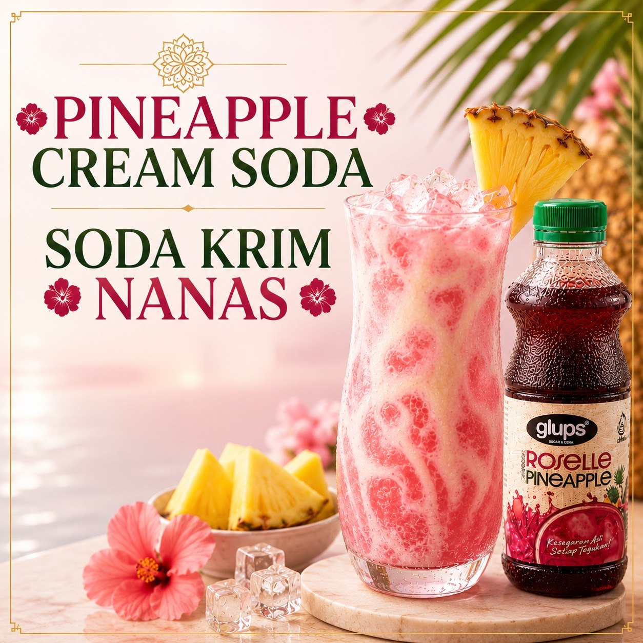 Glups pineapple cream soda campaign artwork