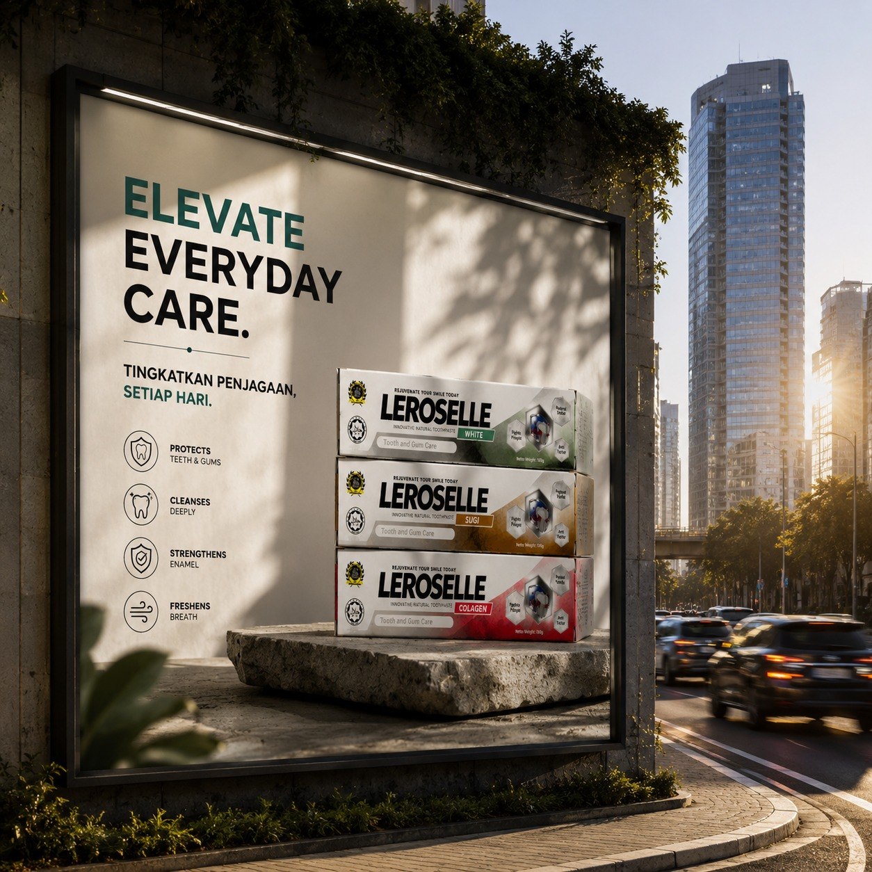 Leroselle everyday care outdoor campaign installation