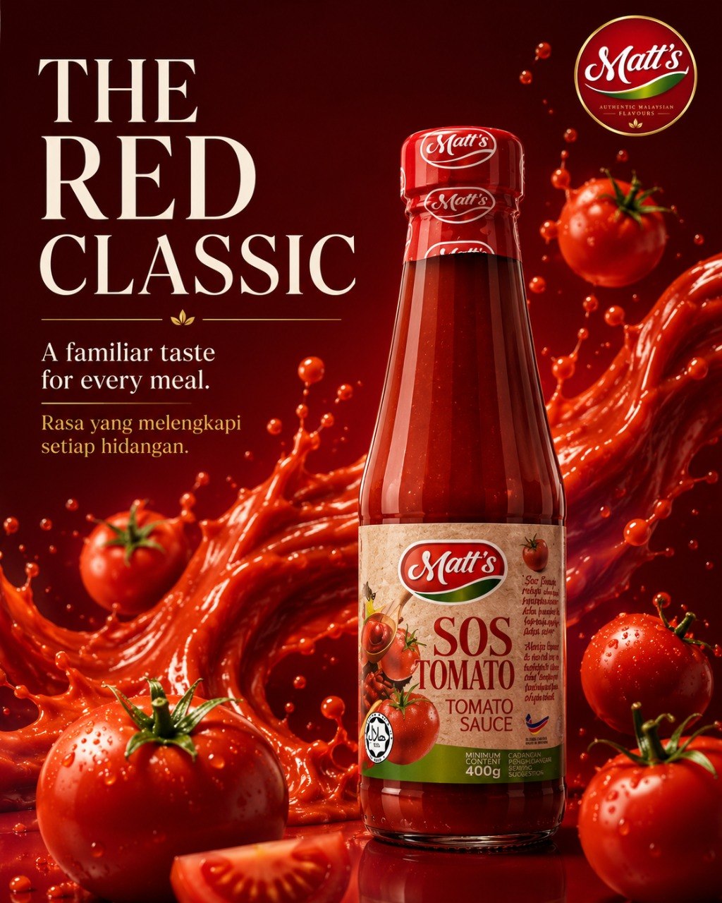 Matt's tomato sauce red classic campaign artwork