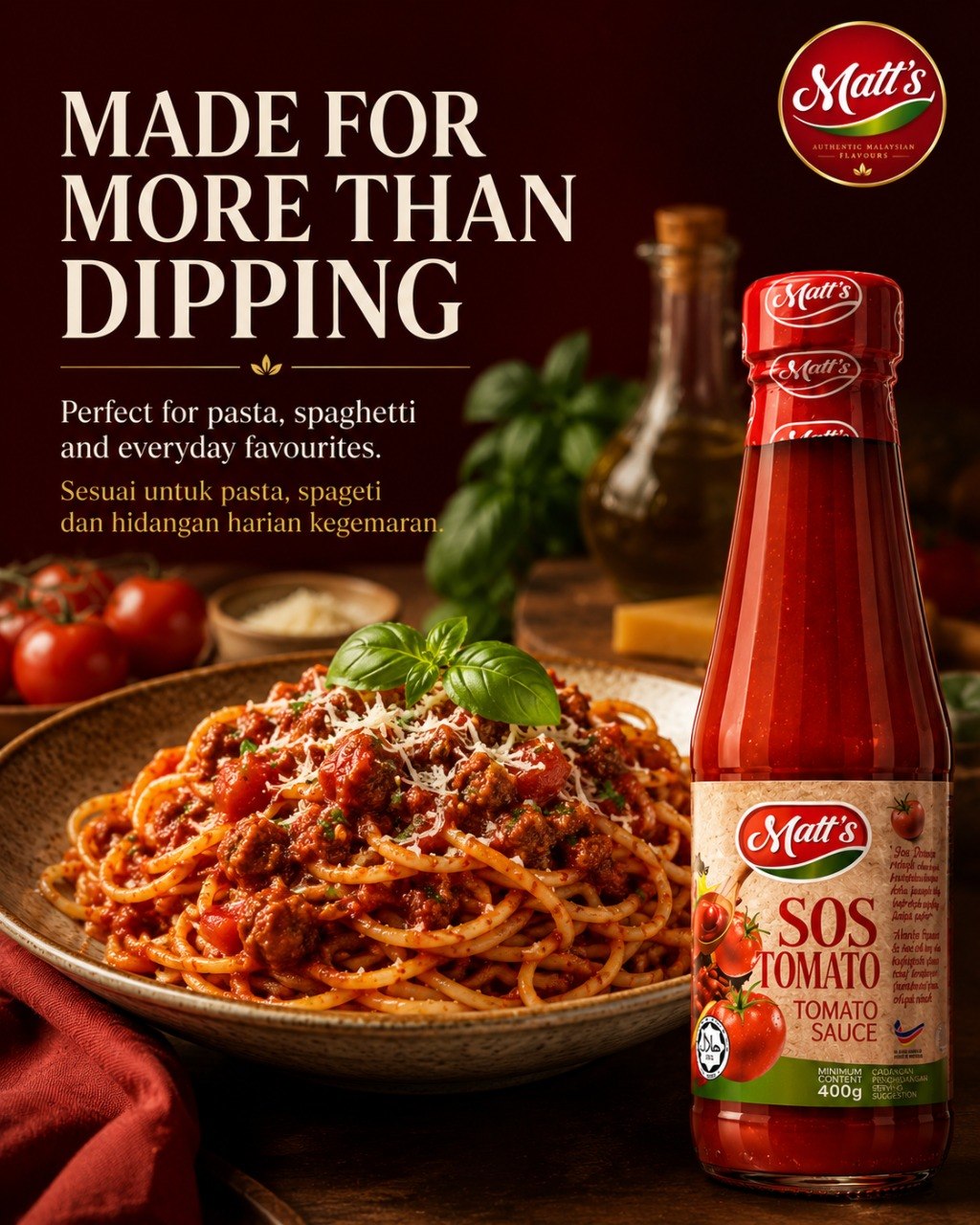 Matt's tomato sauce served with pasta