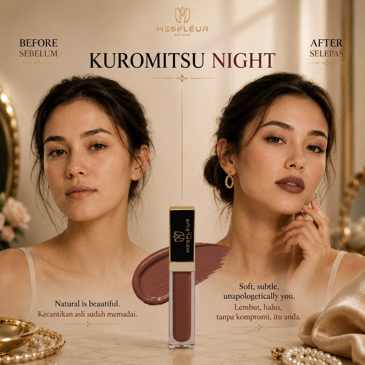 Kuromitsu Night shade before and after campaign artwork