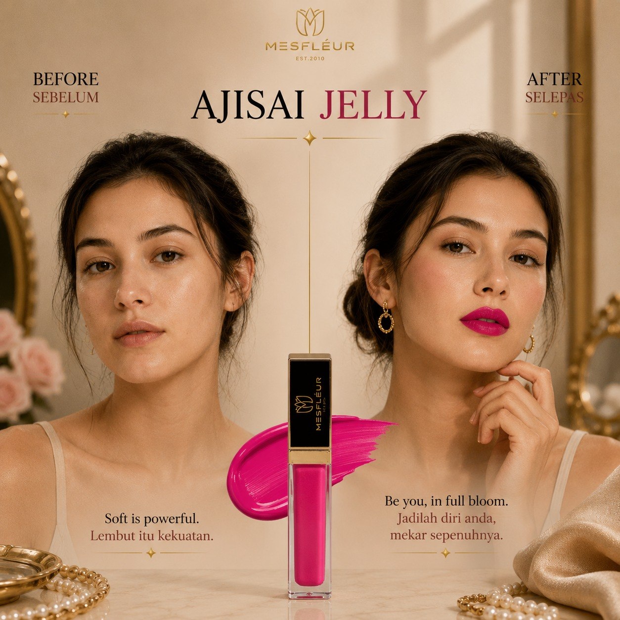 Ajisai Jelly shade before and after campaign artwork