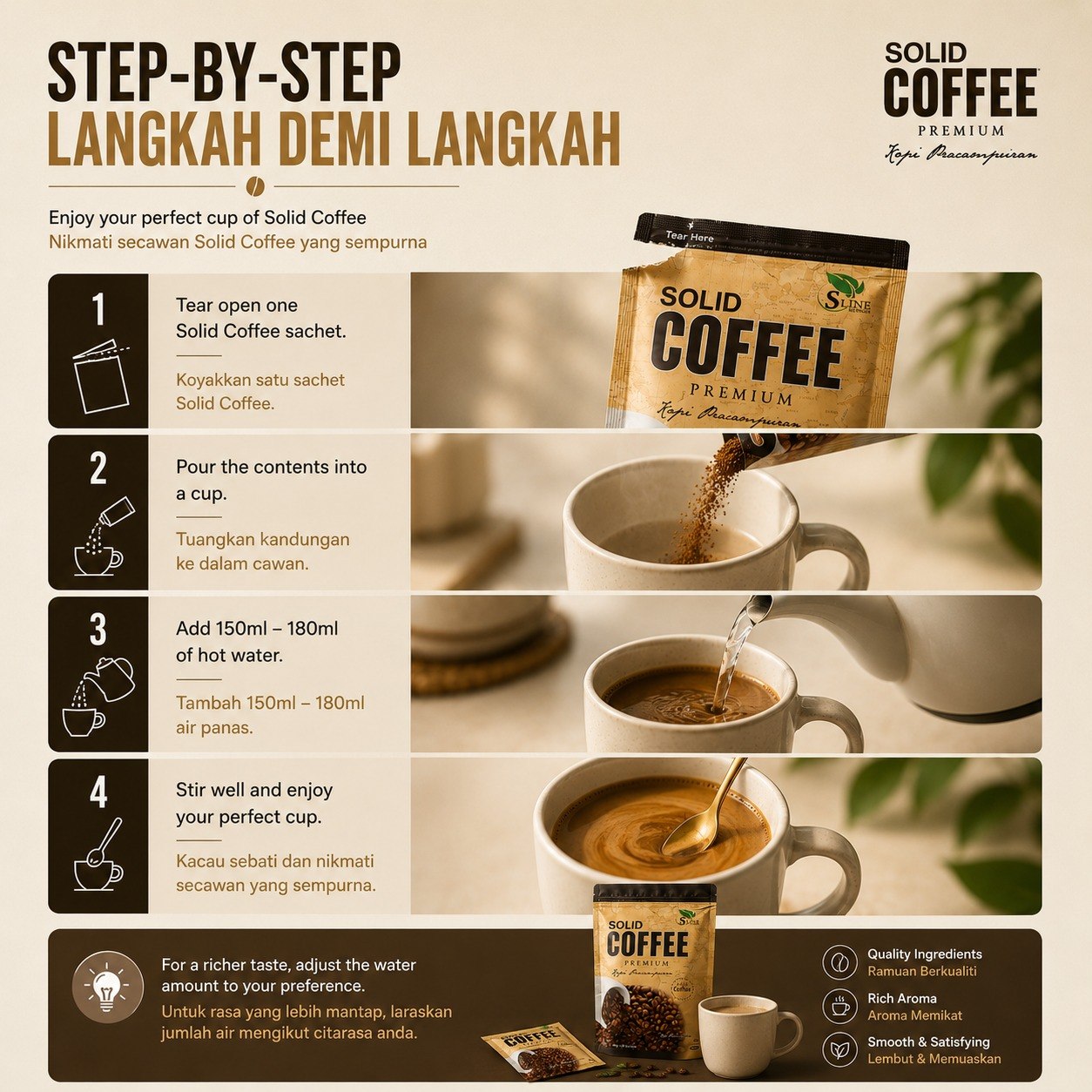 Solid Coffee step-by-step preparation guide