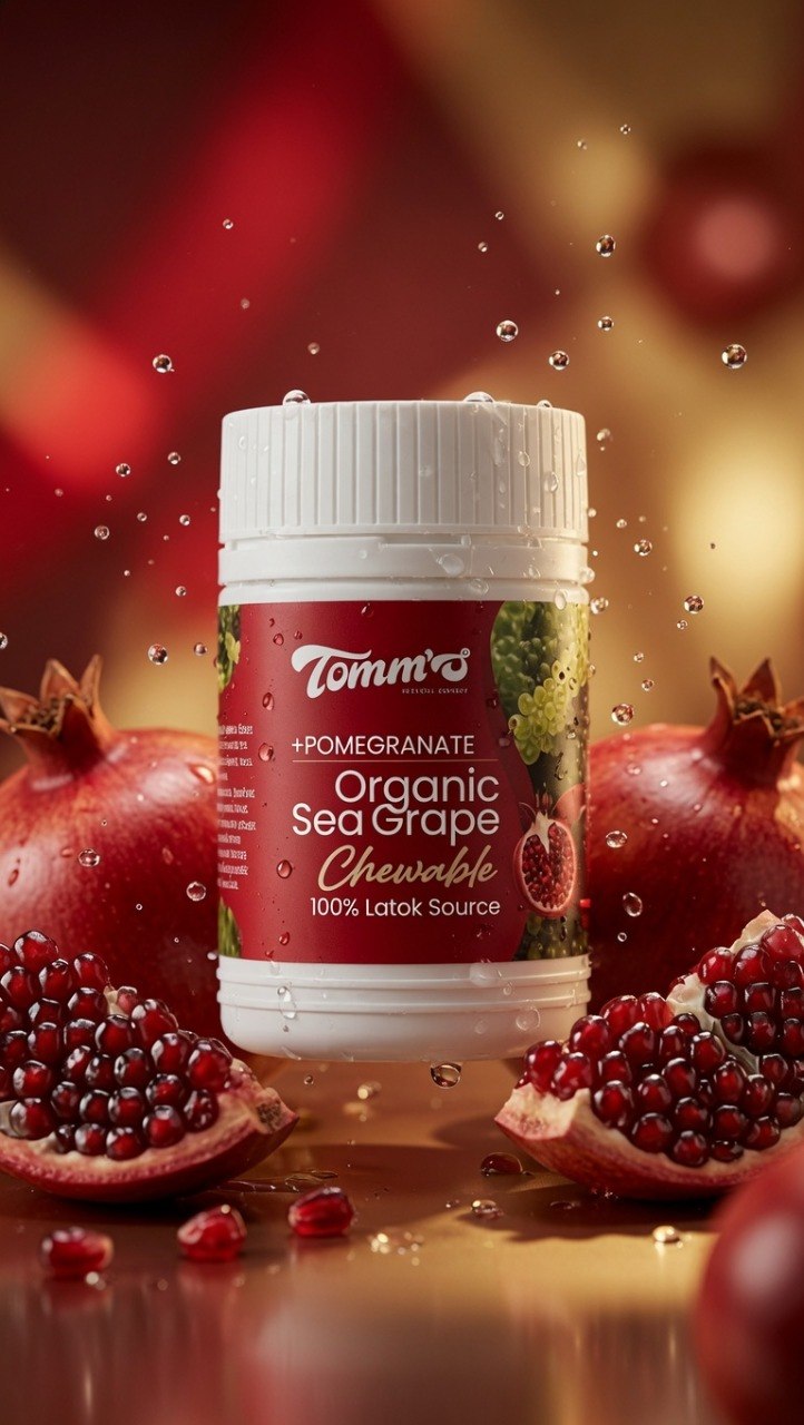 Tomm's pomegranate sea grape chewable product close-up