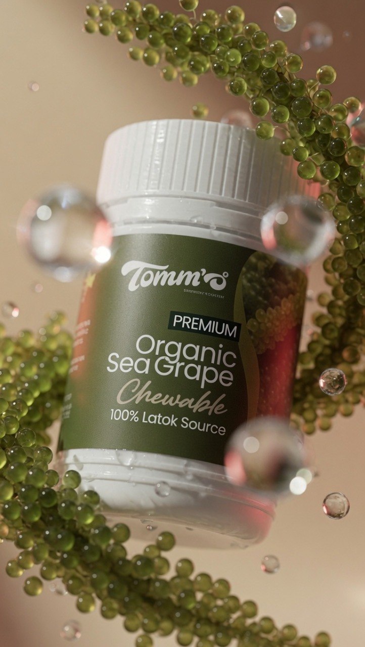 Tomm's premium organic sea grape chewable product close-up